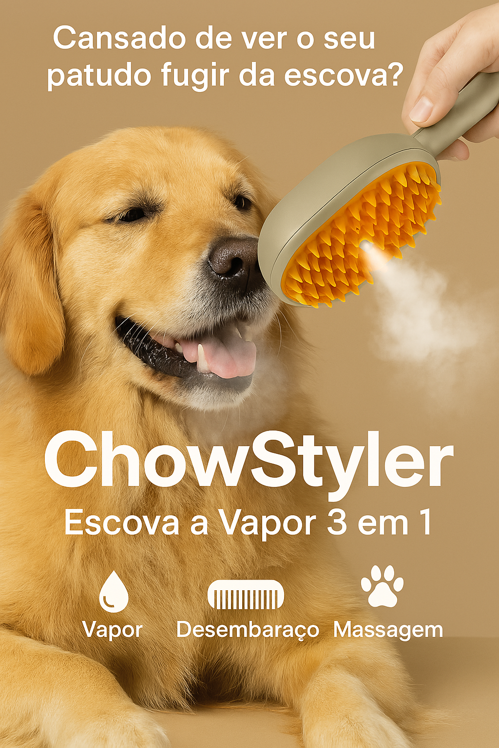 ChowStyler – Escova a Vapor 3 em 1