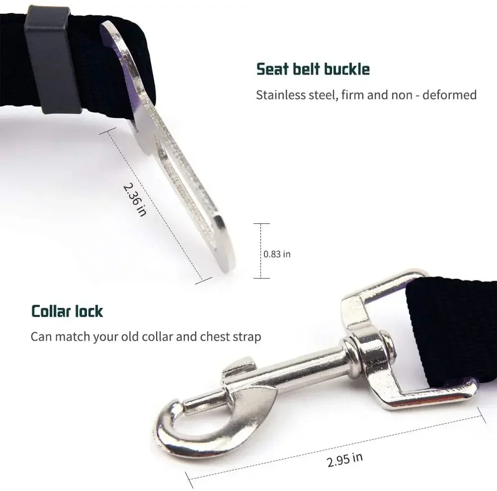 Adjustable seat belt for dogs and cats