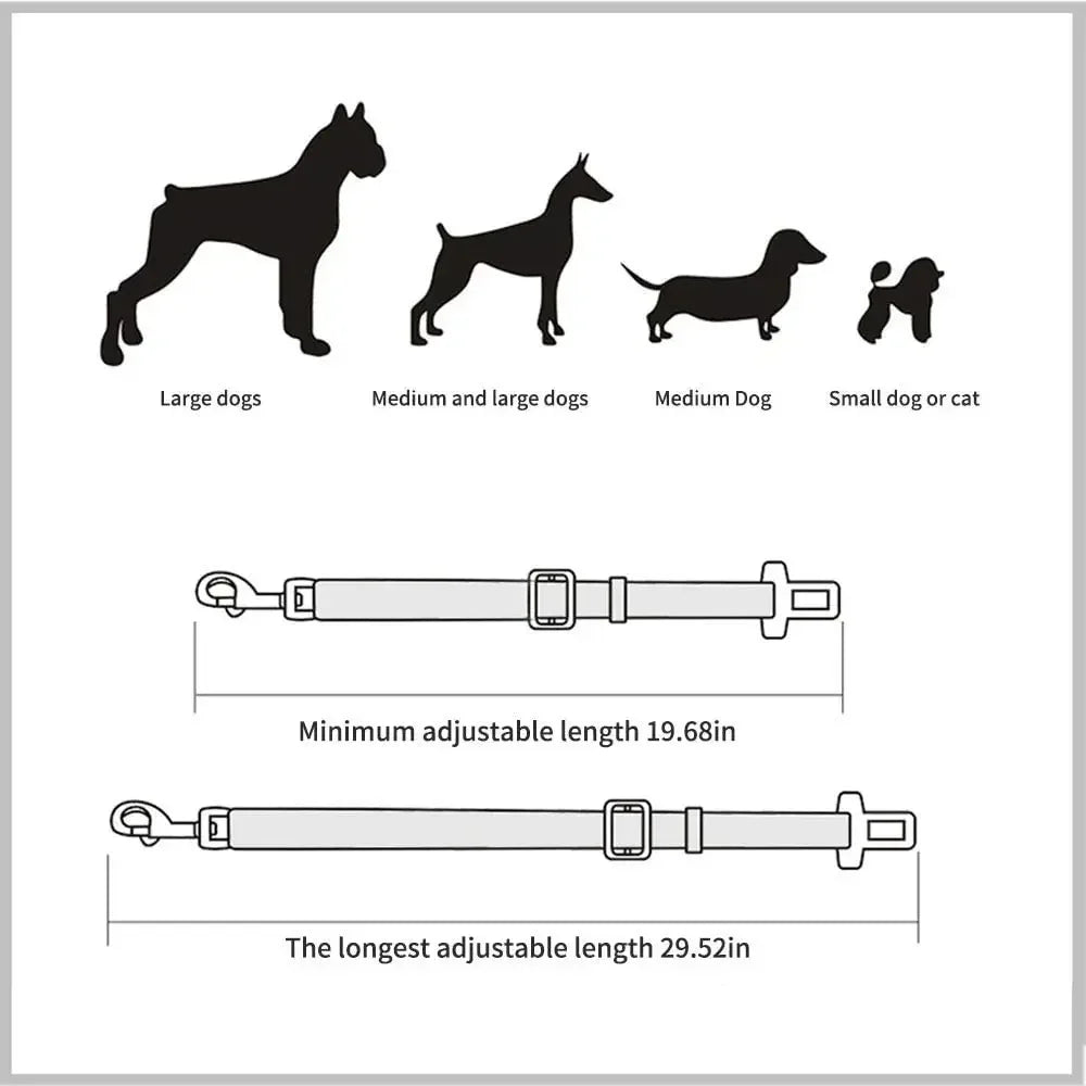 Adjustable seat belt for dogs and cats