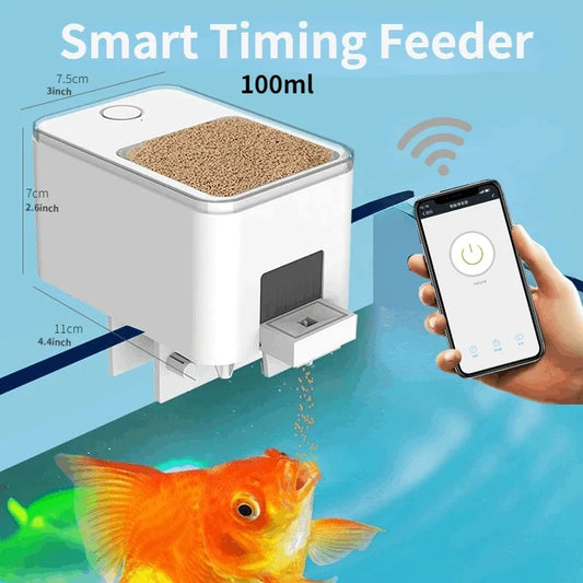 Dispensador de Comida para Peixes Temporização de Alimentos e Controle de APP