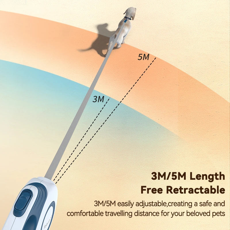 Trela retrátil automática para cães ROJECO 3M/5M corda extensível para caminhadas ao ar livre