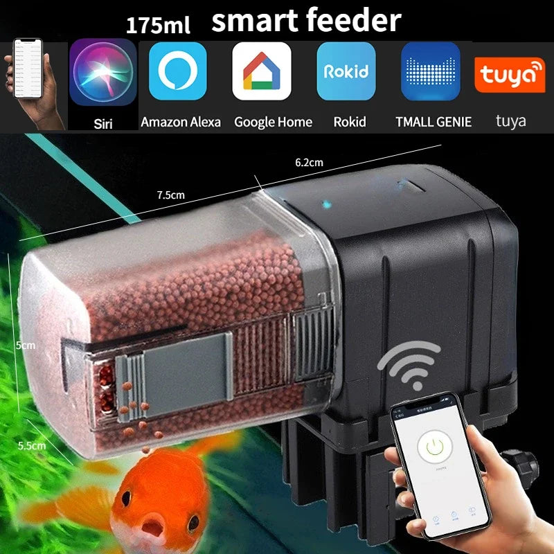 Ilonda WiFi Black Alimentador automático de aquário para peixes